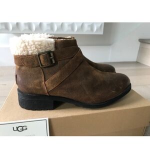 UGG Benson Boot Brown Suede Shearling Ankle Bootie
